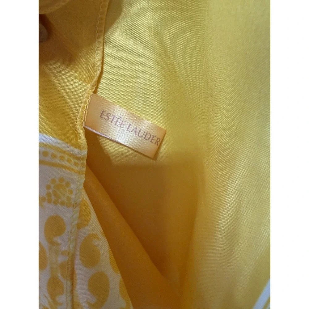 Vintage Estee Lauder Golden Yellow Scarf Paisley Print Border Large Wrap Retro